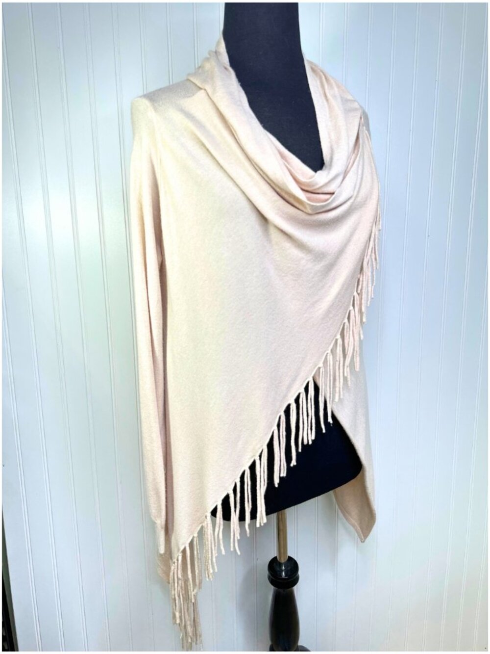 Lovestitch Carys Convertible Asymmetrical Fringe Wrap Cardigan Sweater